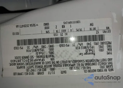 2012 Ford Focus S z USA, uszkodzony, nr VIN 1FAHP3E21CL287433